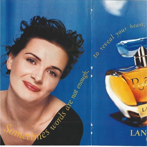 Lancome Paris Poeme Fragrance Juliette Binoche 1990s Vintage Print Ad 2 PAGE - Picture 2 of 4